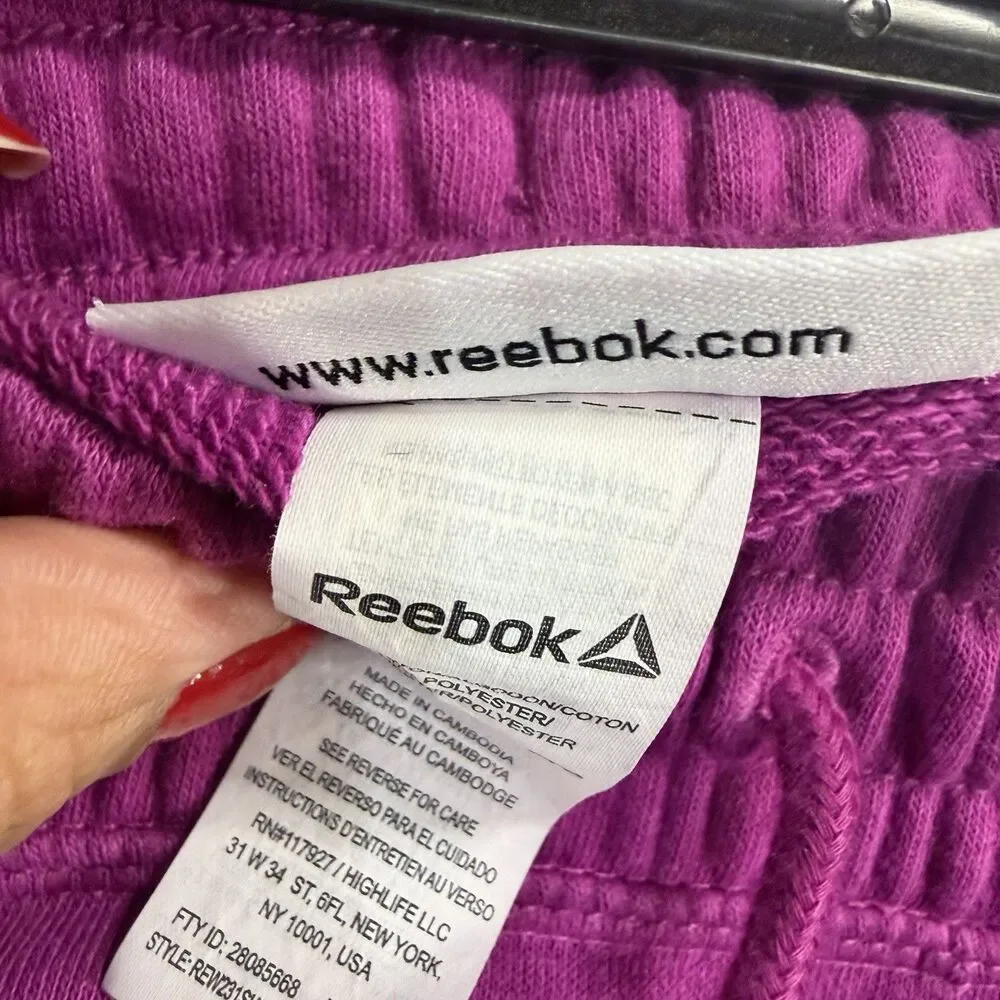 Reebok Womens High Rise Shorts Magenta Fuchsia SZ XXXL Drawstring Cotton Shorts
